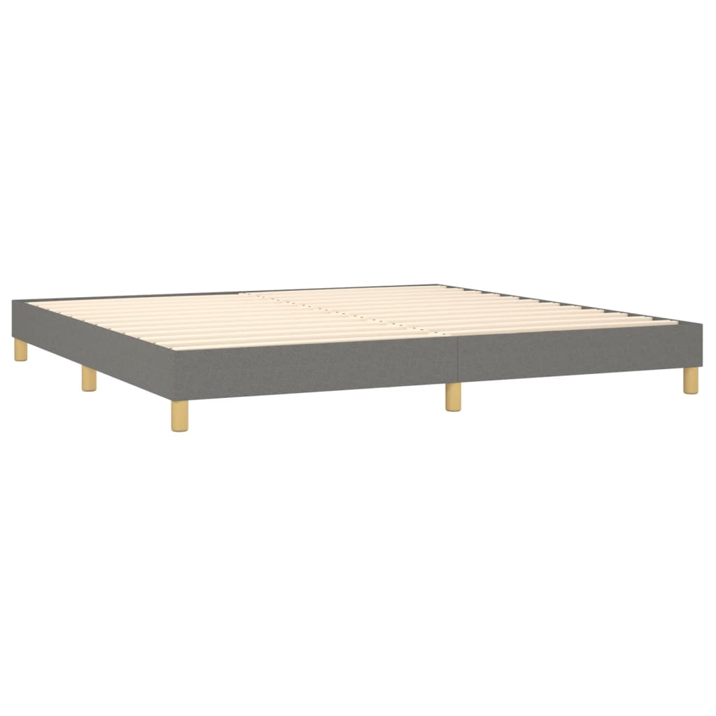 vidaXL Łóżko kontynentalne z materacem, ciemnoszara tkanina 200x200 cm
