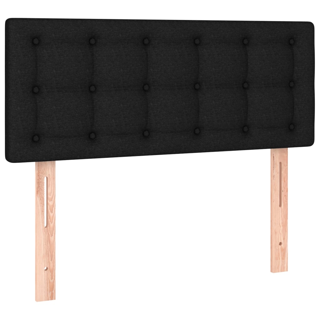 vidaXL Łóżko kontynentalne z materacem, czarne, tkanina, 90x200 cm
