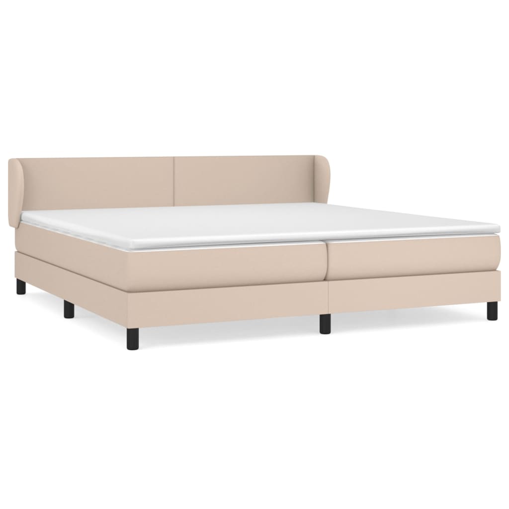 vidaXL Łóżko kontynentalne z materacem, cappuccino ekoskóra 200x200 cm