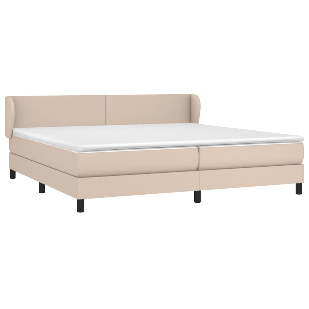 vidaXL Łóżko kontynentalne z materacem, cappuccino ekoskóra 200x200 cm