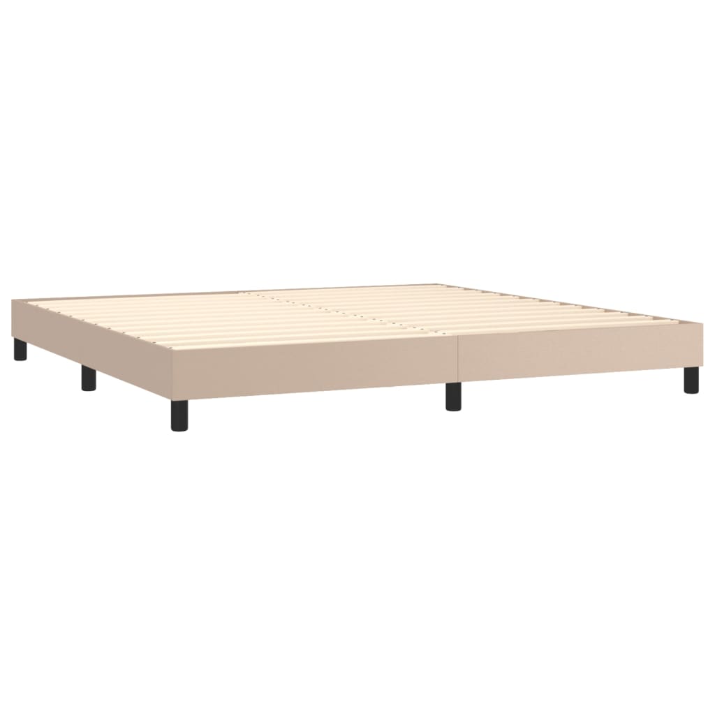 vidaXL Łóżko kontynentalne z materacem, cappuccino ekoskóra 200x200 cm