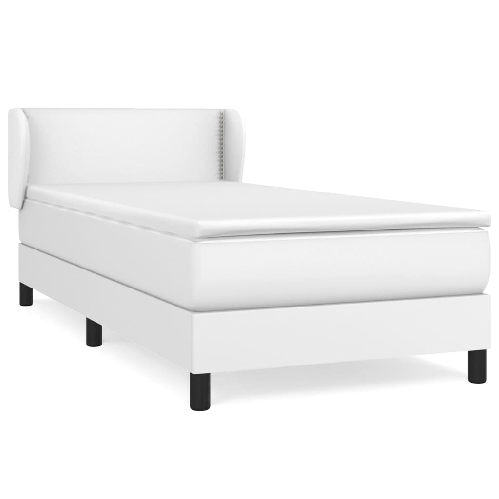 vidaXL Łóżko kontynentalne z materacem, białe, ekoskóra 100x200 cm