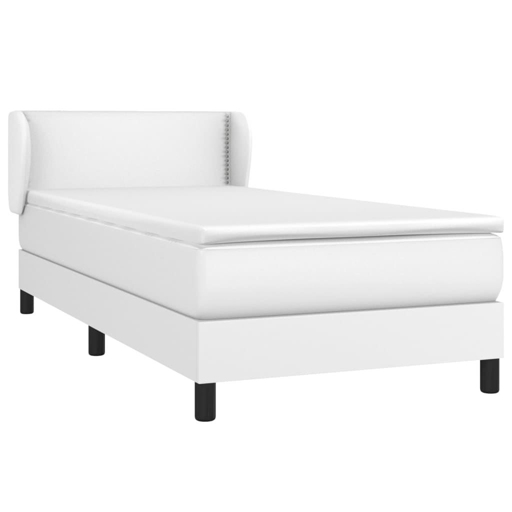 vidaXL Łóżko kontynentalne z materacem, białe, ekoskóra 100x200 cm
