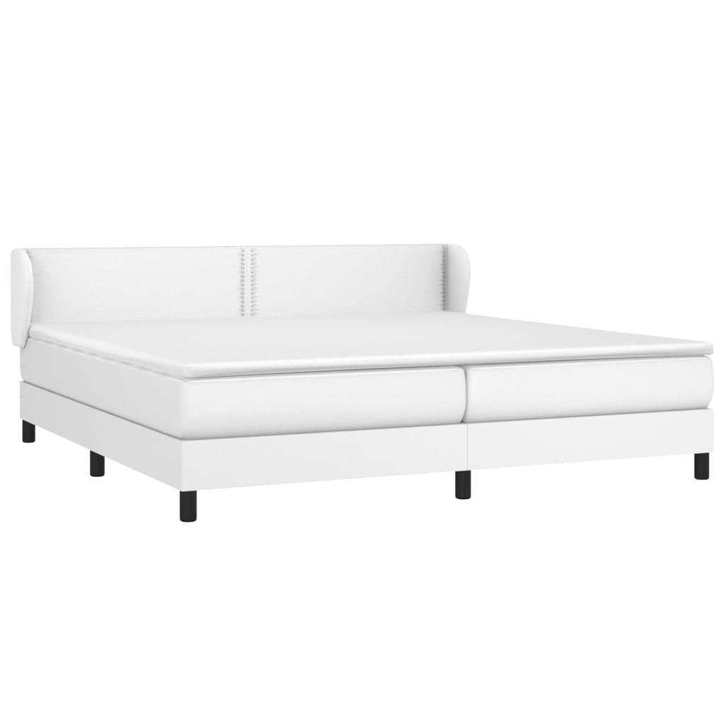 vidaXL Łóżko kontynentalne z materacem, białe, ekoskóra 200x200 cm