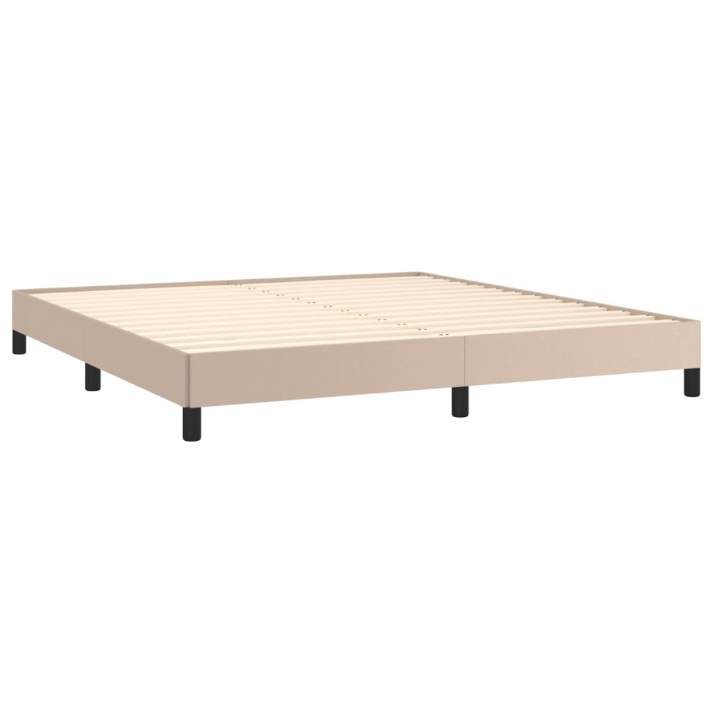 vidaXL Łóżko kontynentalne z materacem, cappuccino ekoskóra 180x200 cm
