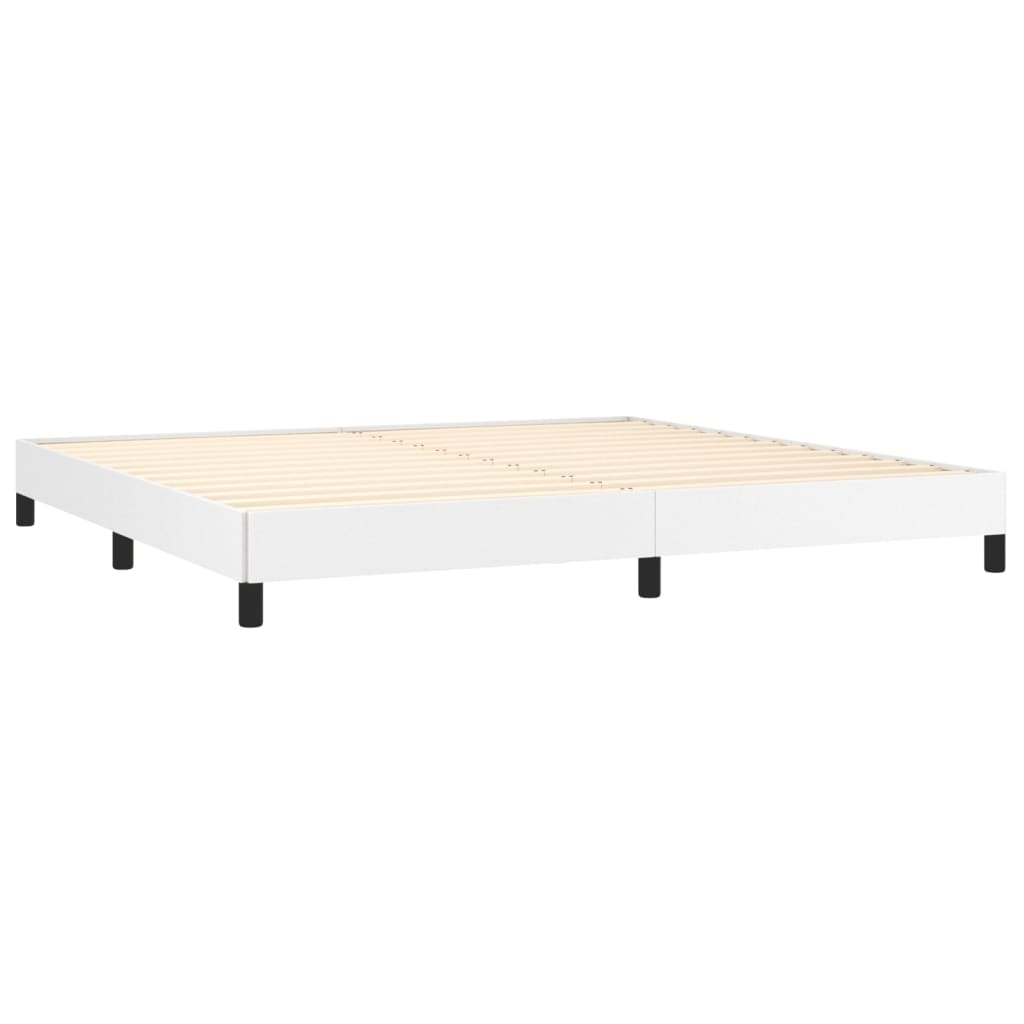 vidaXL Łóżko kontynentalne z materacem, białe, ekoskóra 200x200 cm