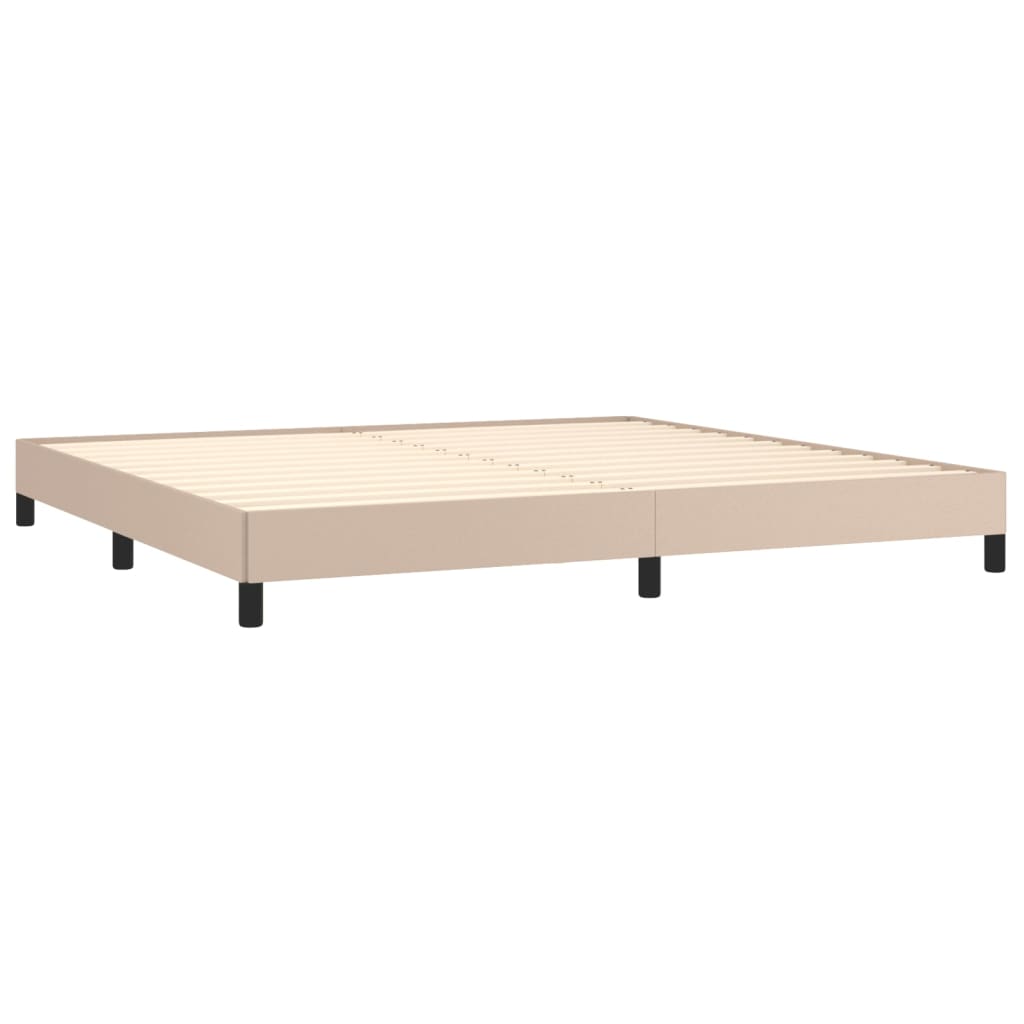vidaXL Łóżko kontynentalne z materacem, cappuccino ekoskóra 200x200 cm