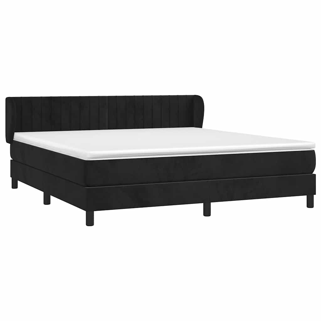 vidaXL Łóżko kontynentalne z materacem, czarne, 180x200 cm, aksamit