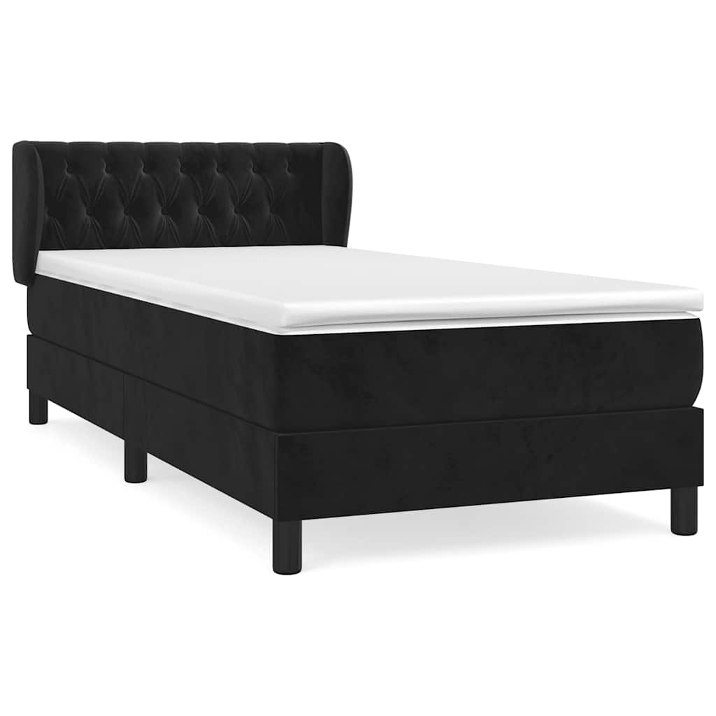 vidaXL Łóżko kontynentalne z materacem, czarne, aksamit 100x200 cm