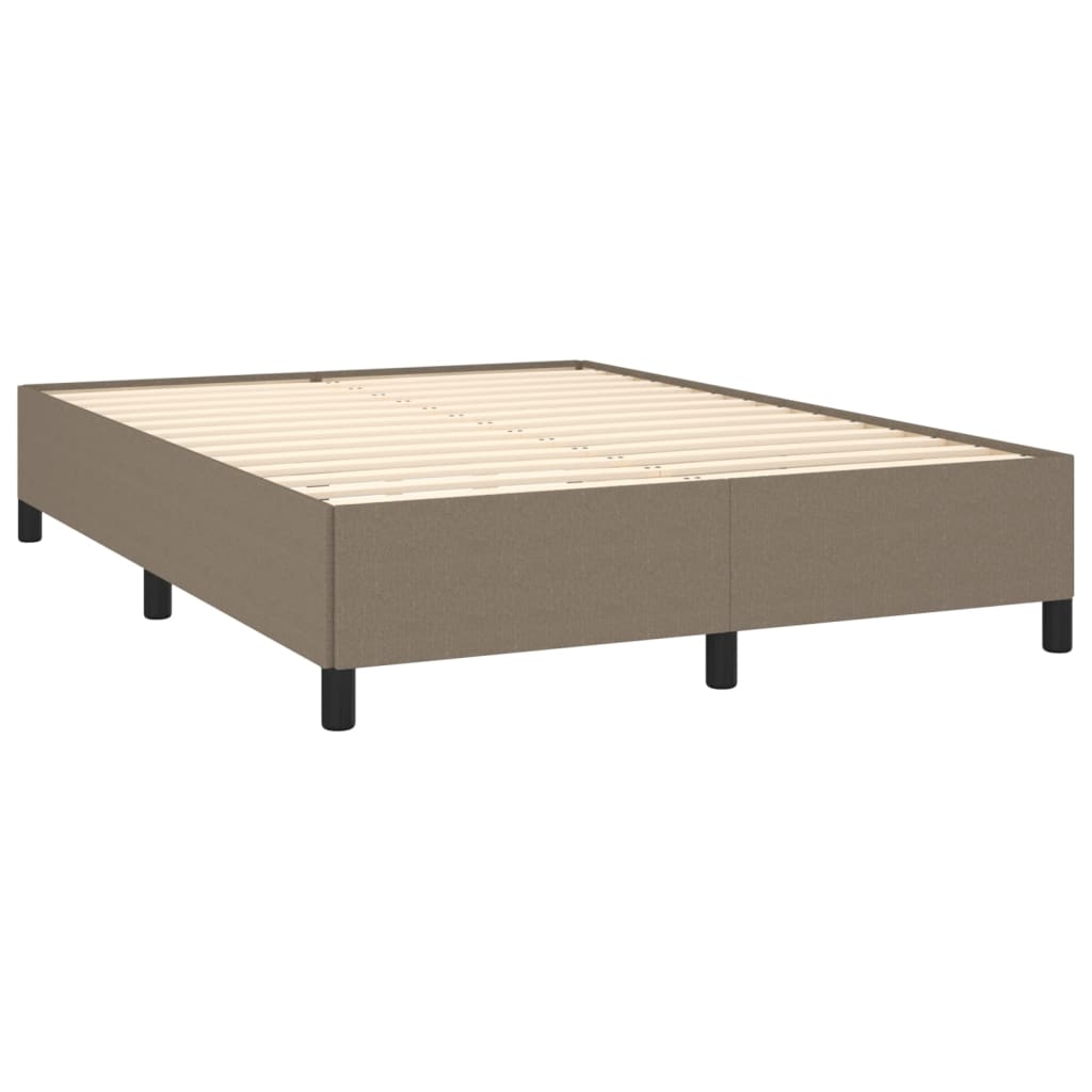 vidaXL Łóżko kontynentalne z materacem, taupe, tkanina, 140x200 cm