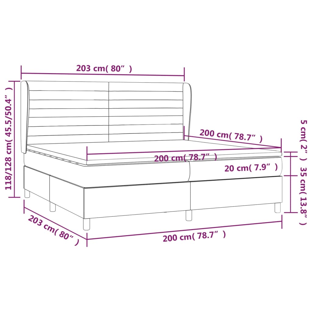 vidaXL Łóżko kontynentalne z materacem, niebieskie, tkanina 200x200 cm