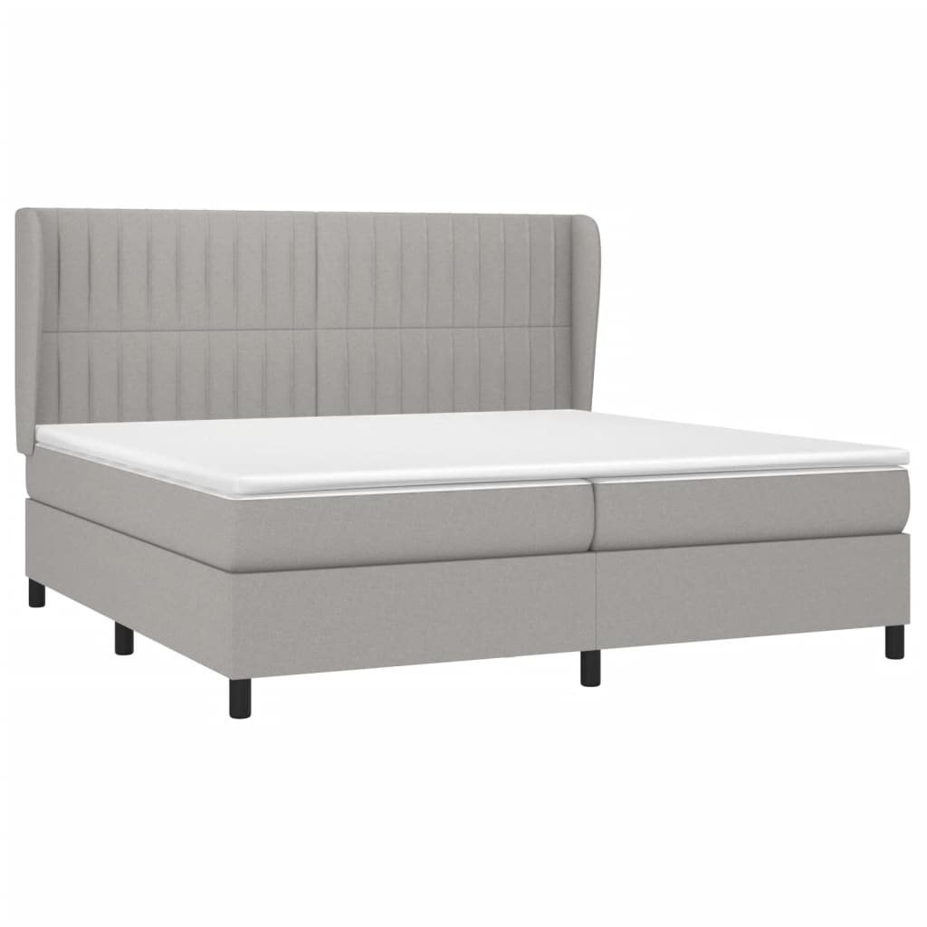 vidaXL Łóżko kontynentalne z materacem, jasnoszare, tkanina 200x200 cm