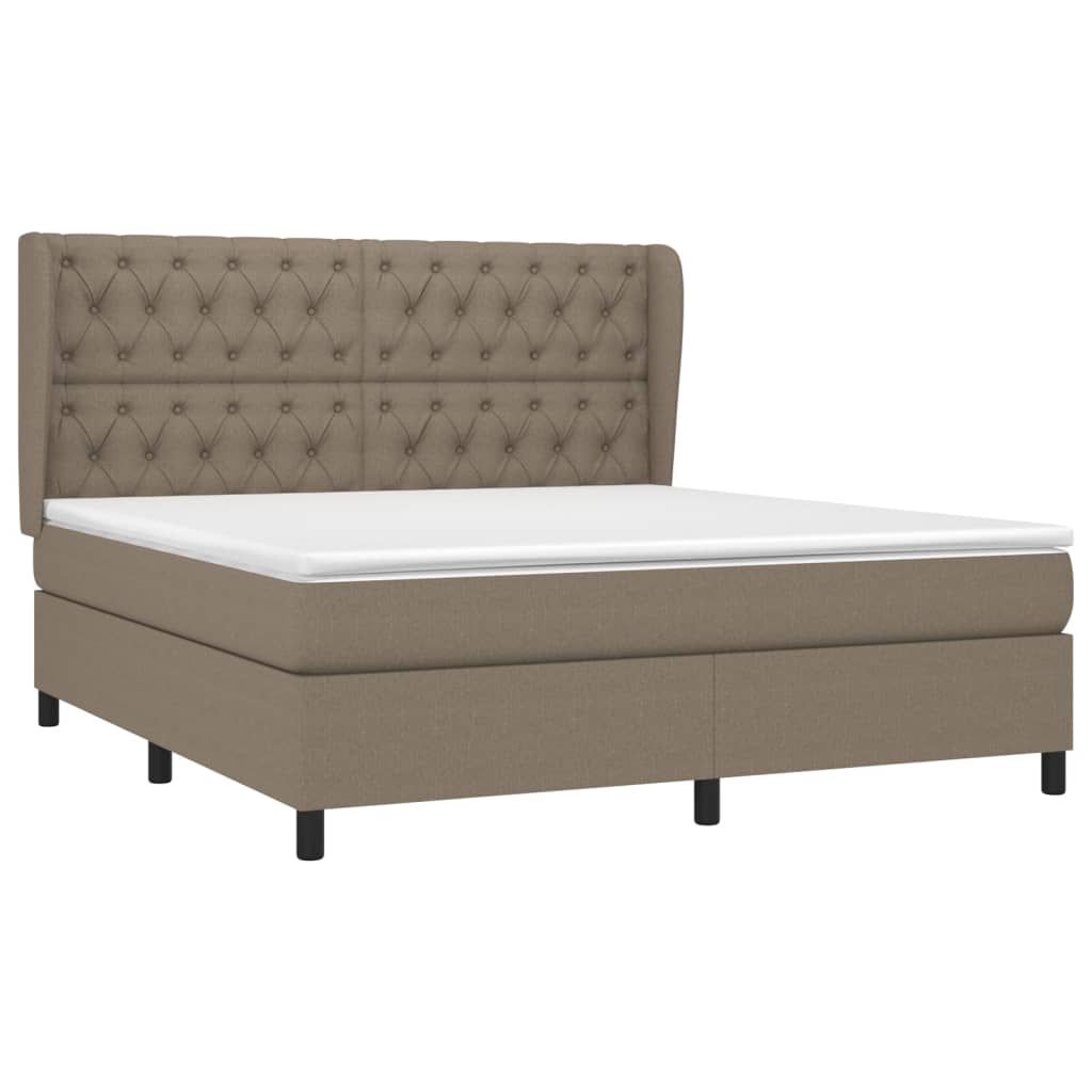 vidaXL Łóżko kontynentalne z materacem, taupe, tkanina, 160x200 cm