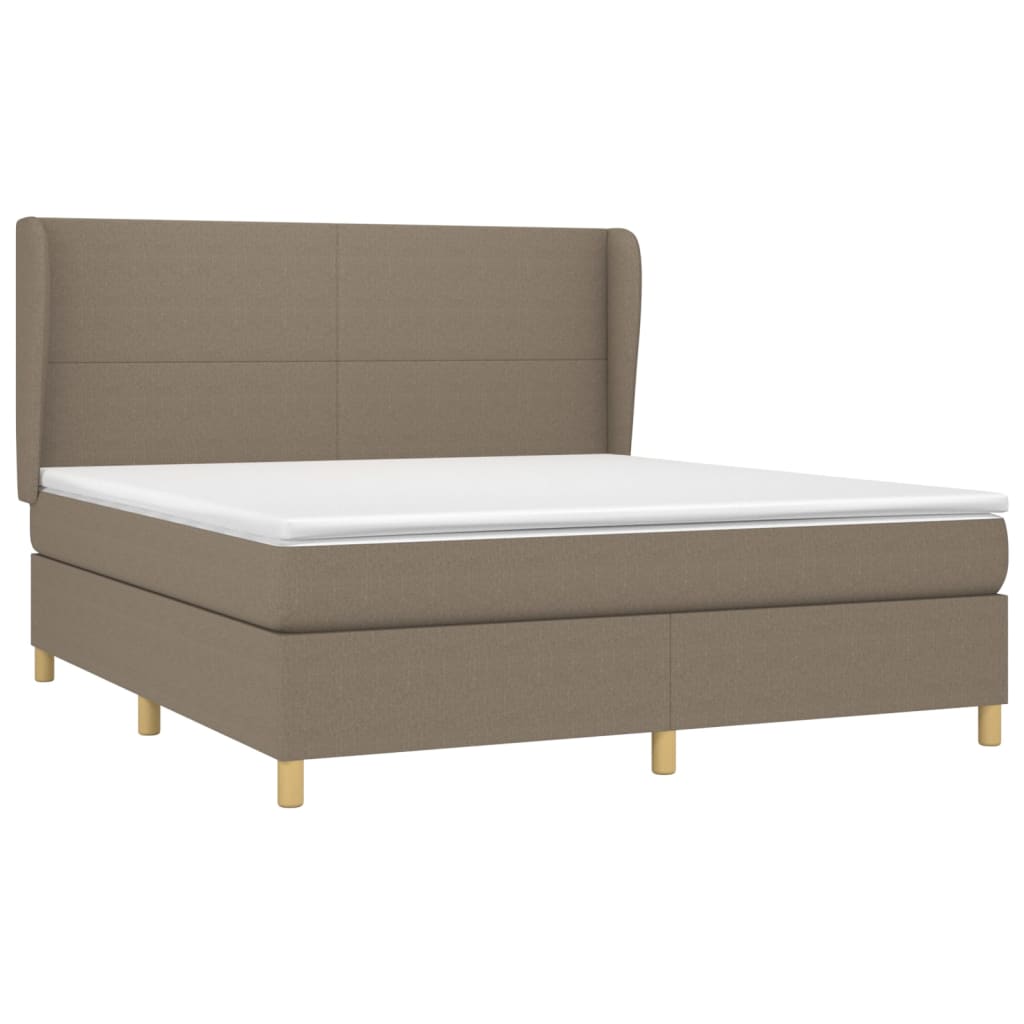 vidaXL Łóżko kontynentalne z materacem, taupe, tkanina, 180x200 cm