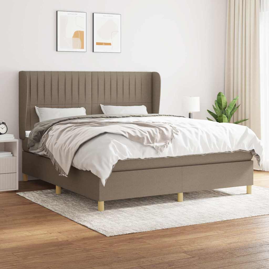 vidaXL Łóżko kontynentalne z materacem, taupe, tkanina, 180x200 cm