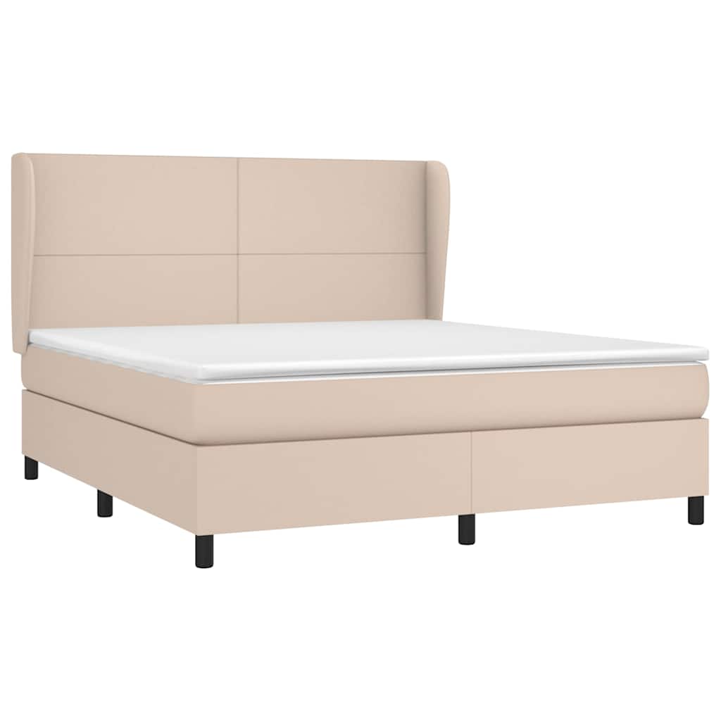 vidaXL Łóżko kontynentalne z materacem, cappuccino ekoskóra 180x200 cm