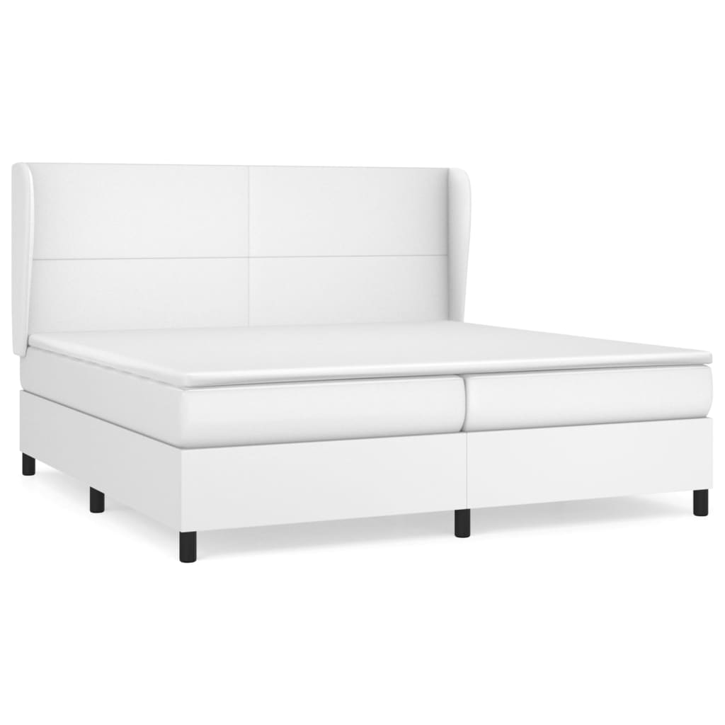 vidaXL Łóżko kontynentalne z materacem, białe, ekoskóra 200x200 cm
