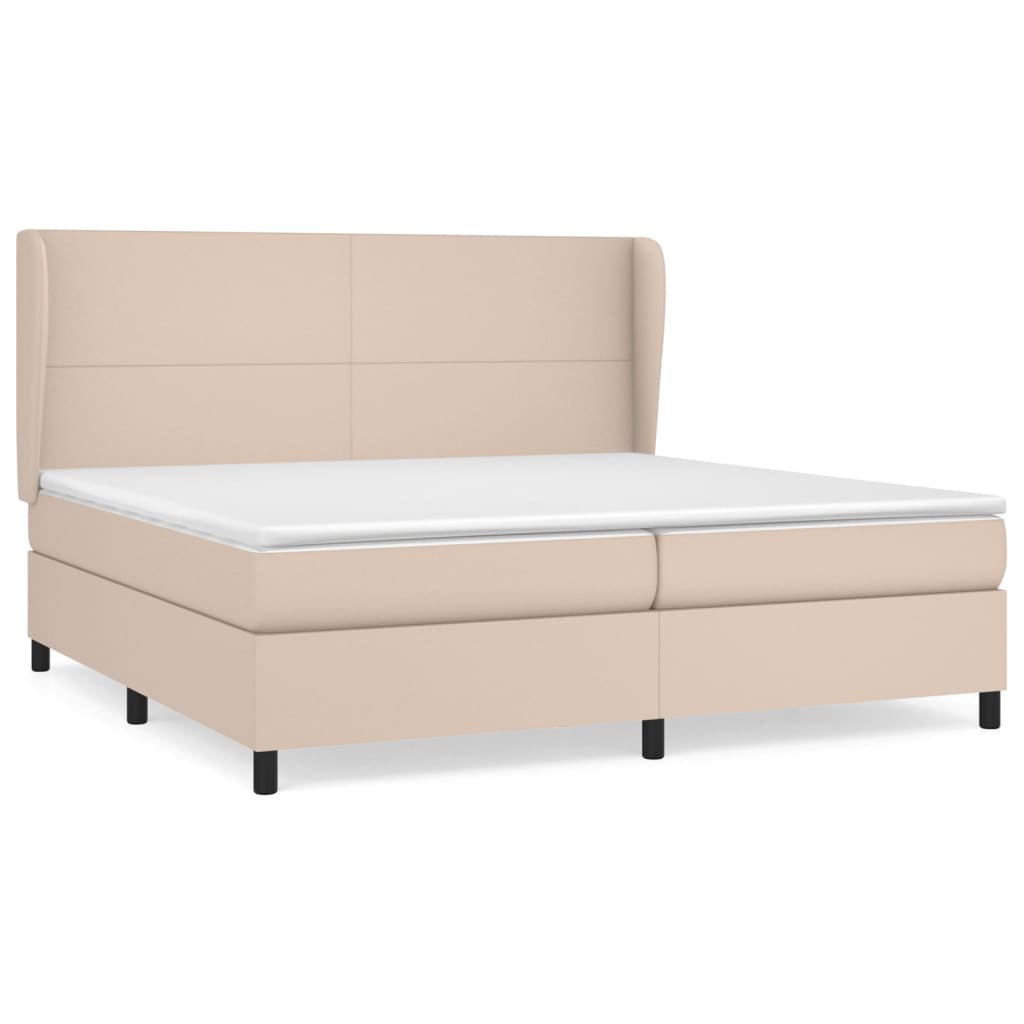 vidaXL Łóżko kontynentalne z materacem, cappuccino ekoskóra 200x200 cm