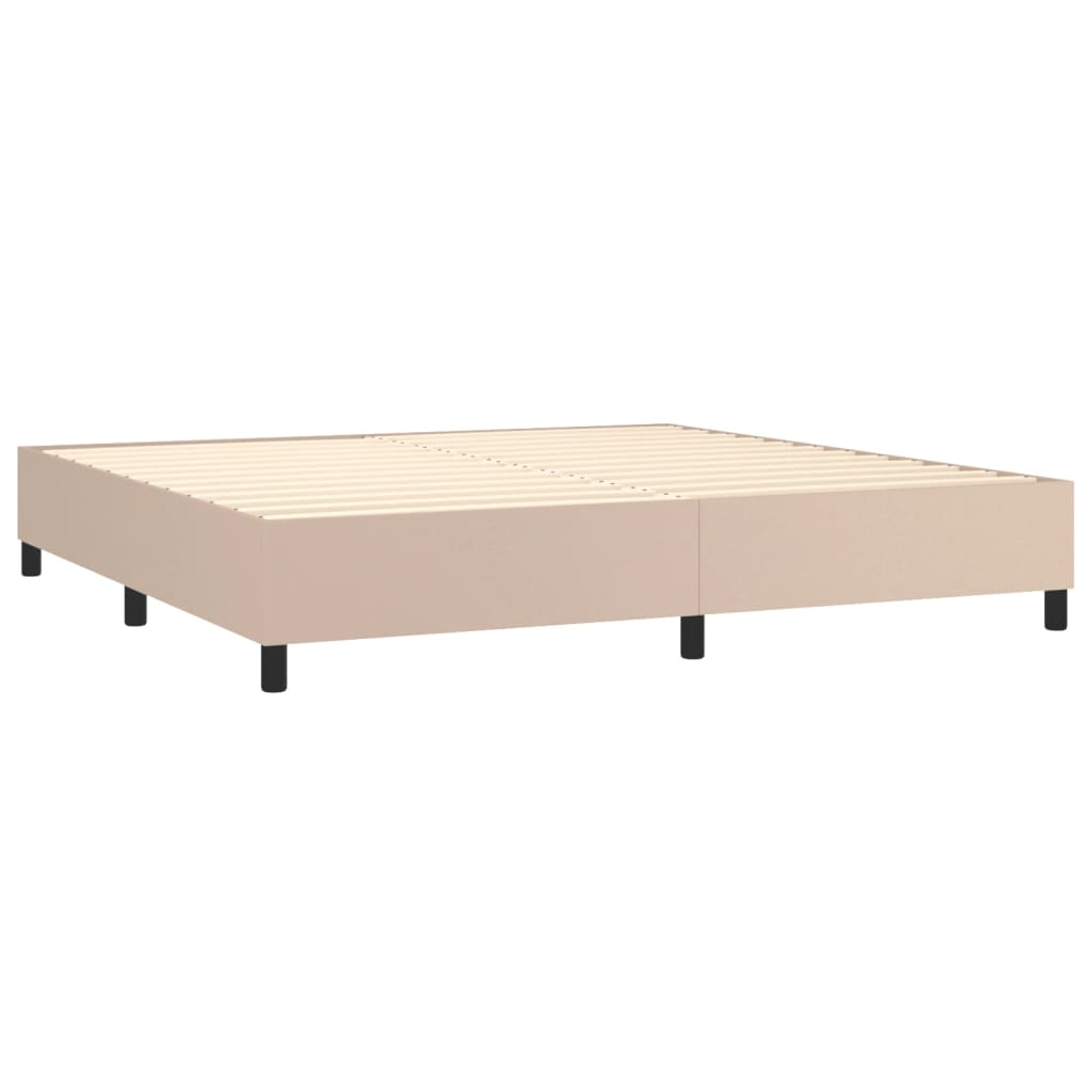 vidaXL Łóżko kontynentalne z materacem, cappuccino ekoskóra 200x200 cm