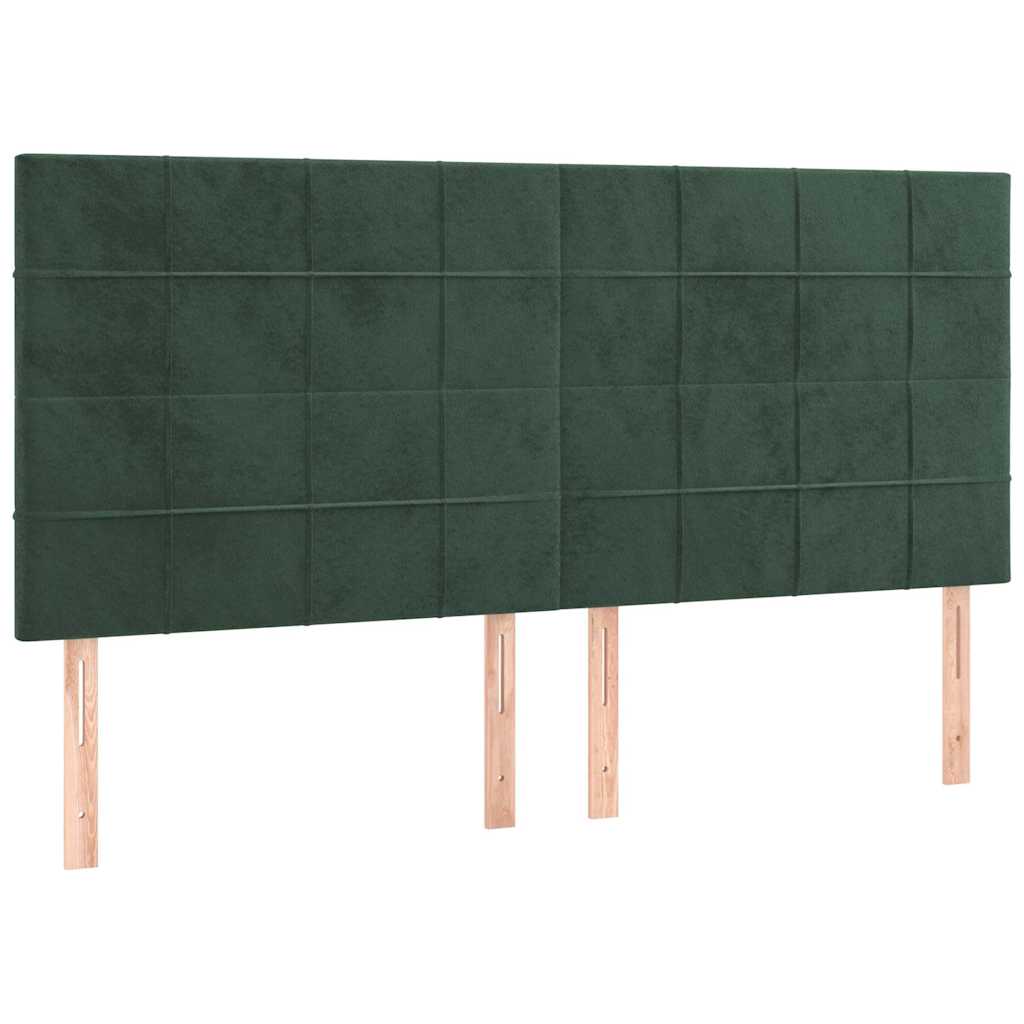 vidaXL Łóżko kontynentalne z materacem, zielone, aksamit, 200x200 cm