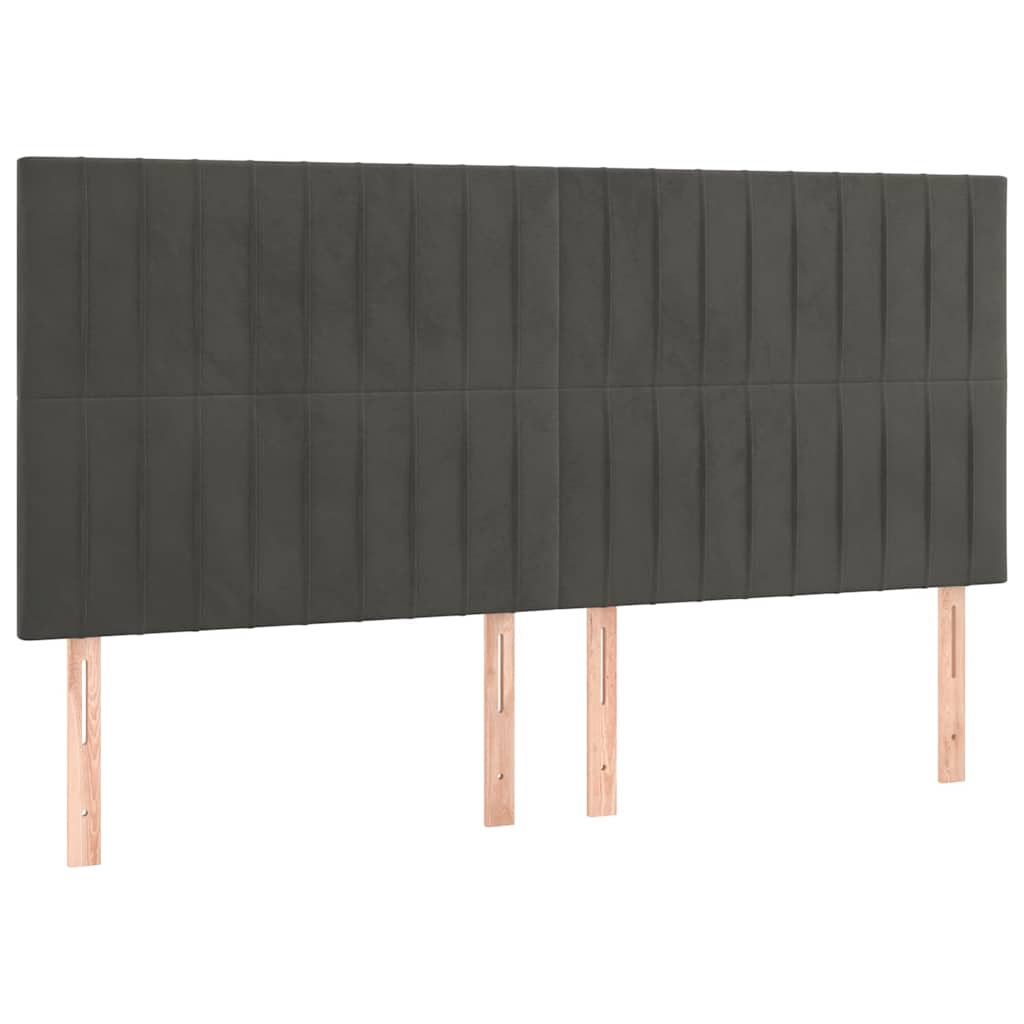vidaXL Łóżko kontynentalne z materacem, ciemnoszare, 160x200cm aksamit