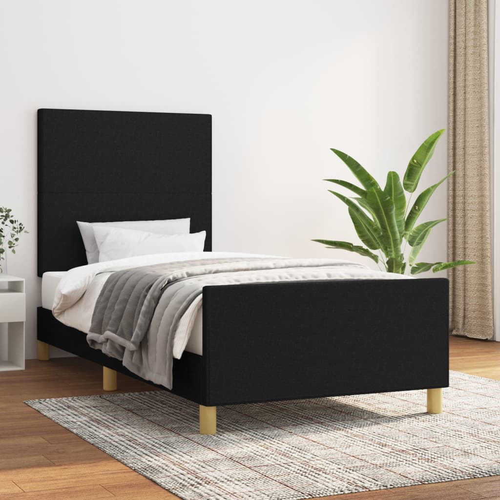vidaXL Rama łóżka bez materaca Czarna 80x200 cm Tkanina