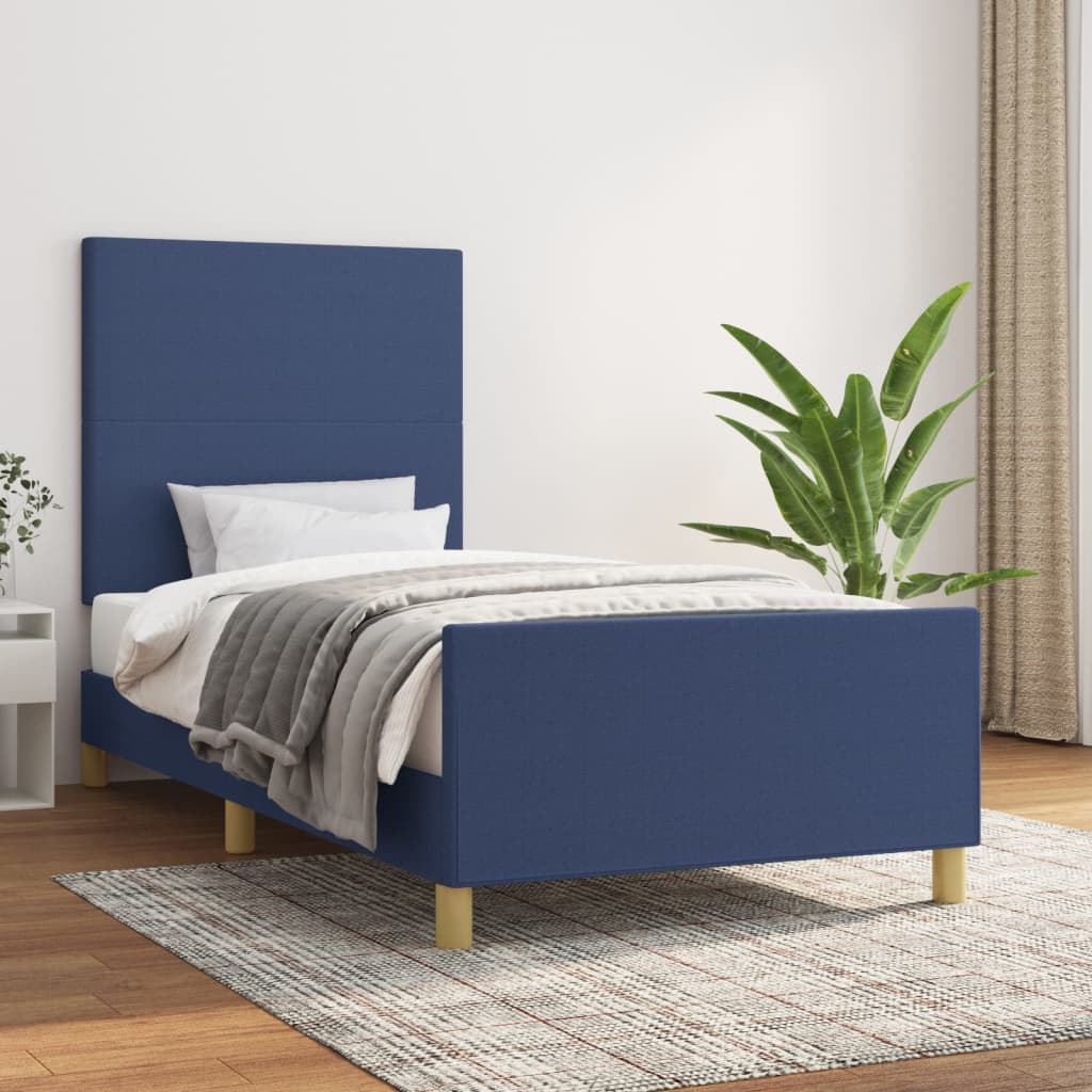 vidaXL Rama łóżka bez materaca Niebieska 80x200 cm Tkanina