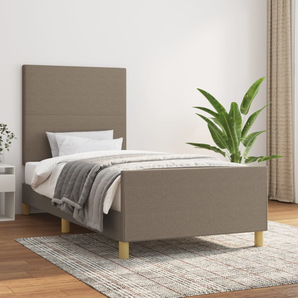 vidaXL Rama łóżka bez materaca Taupe 90x190 cm Tkanina