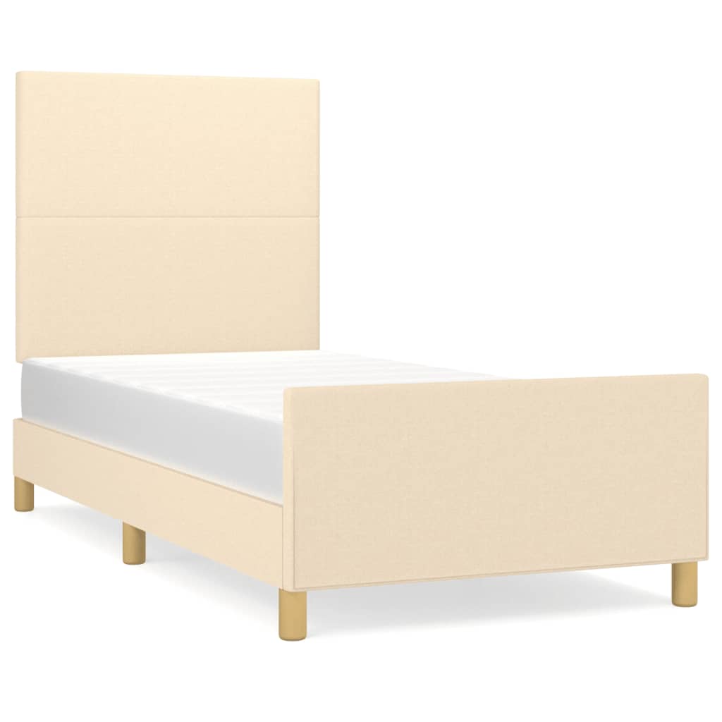 vidaXL Rama łóżka bez materaca Kremowa 90x190 cm Tkanina
