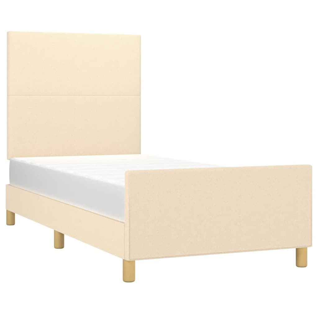 vidaXL Rama łóżka bez materaca Kremowa 90x190 cm Tkanina