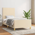 vidaXL Rama łóżka bez materaca Kremowa 90x190 cm Tkanina