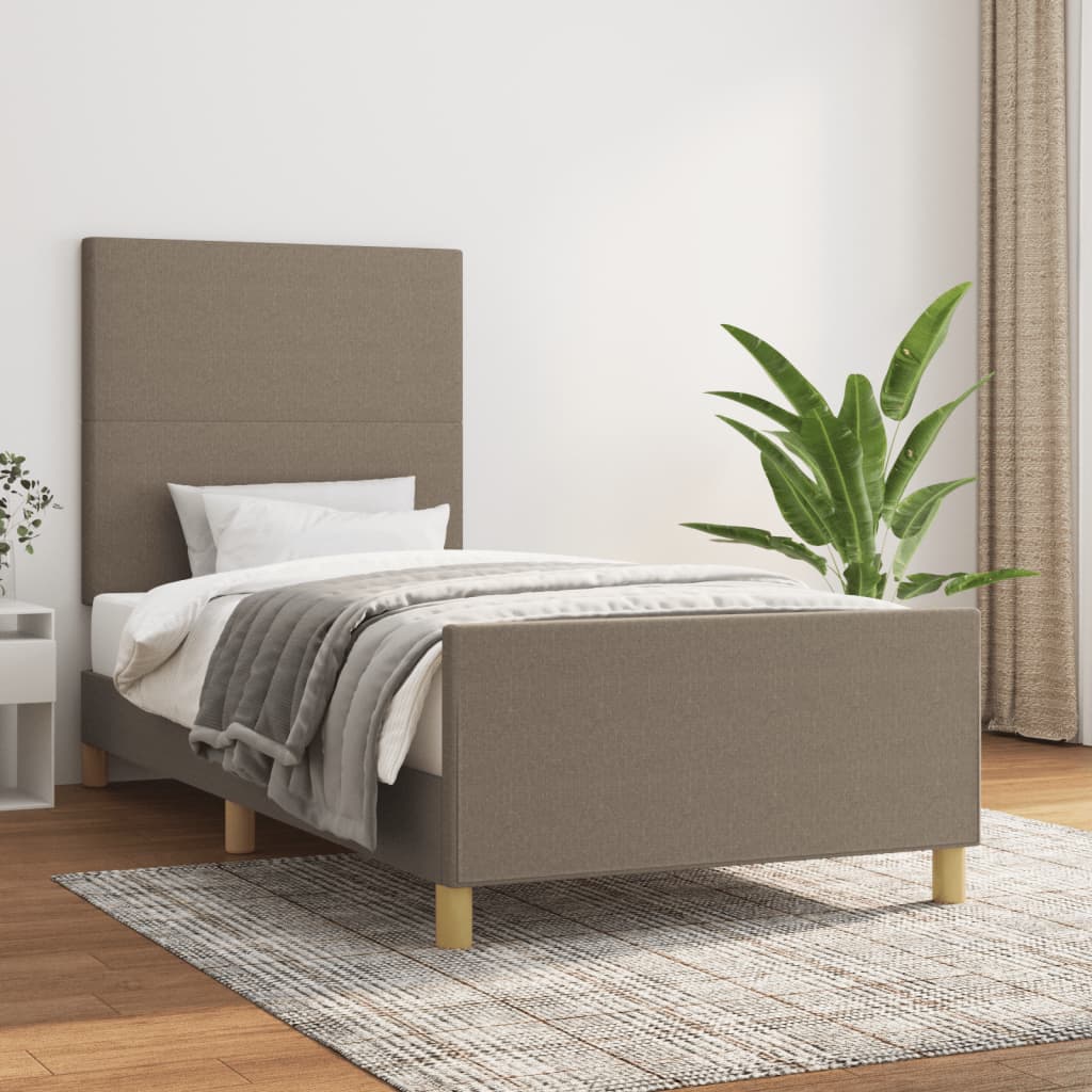 vidaXL Rama łóżka bez materaca Taupe 90x200 cm Tkanina