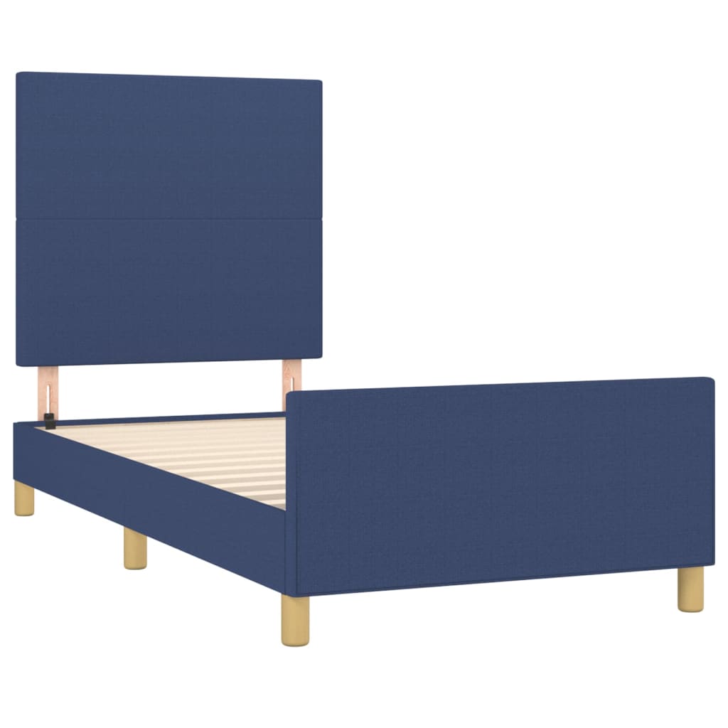 vidaXL Rama łóżka bez materaca Niebieska 90x200 cm Tkanina