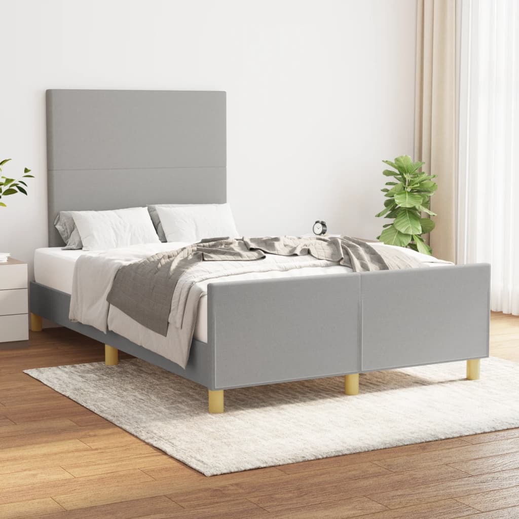 vidaXL Rama łóżka bez materaca, jasnoszara, 120x200 cm, obita tkaniną