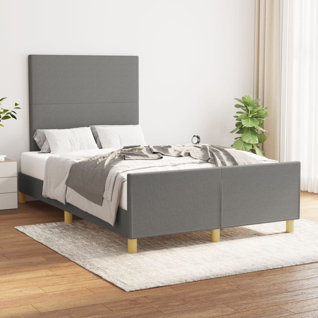 vidaXL Rama łóżka bez materaca, ciemnoszare, 120x200 cm, obita tkaniną