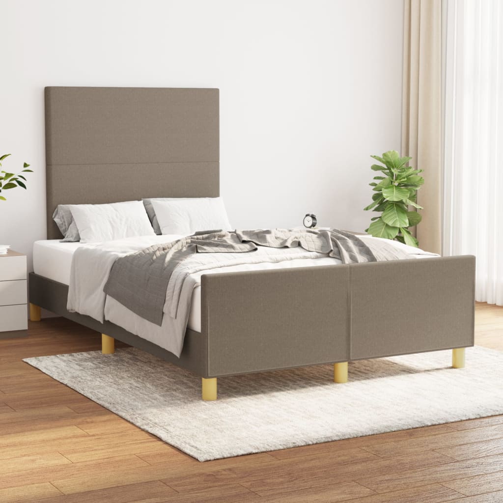 vidaXL Rama łóżka bez materaca, taupe, 120x200 cm, obita tkaniną