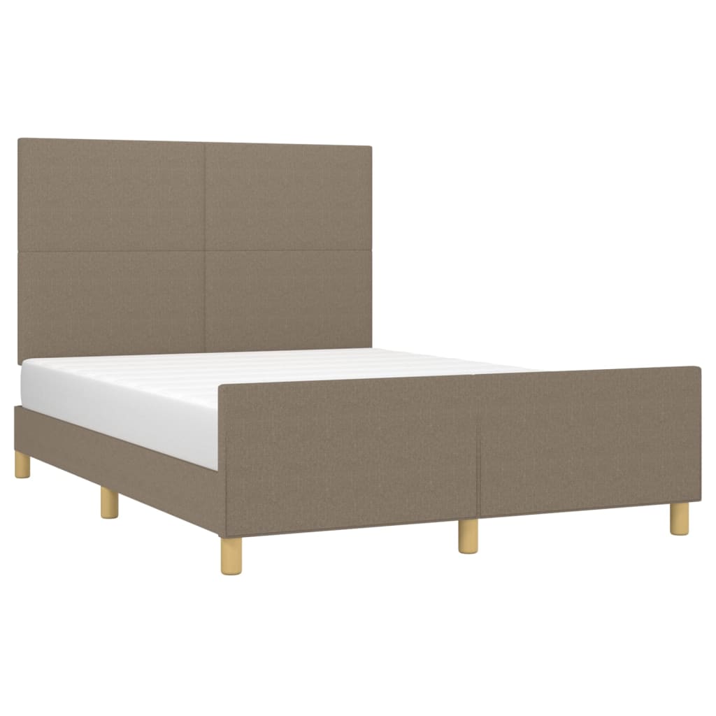 vidaXL Rama łóżka bez materaca, taupe, 140x190 cm, obita tkaniną