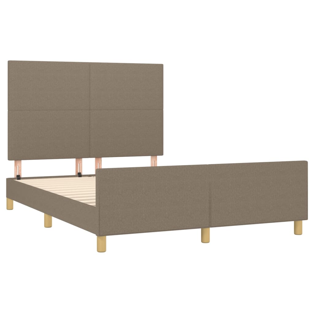 vidaXL Rama łóżka bez materaca, taupe, 140x190 cm, obita tkaniną