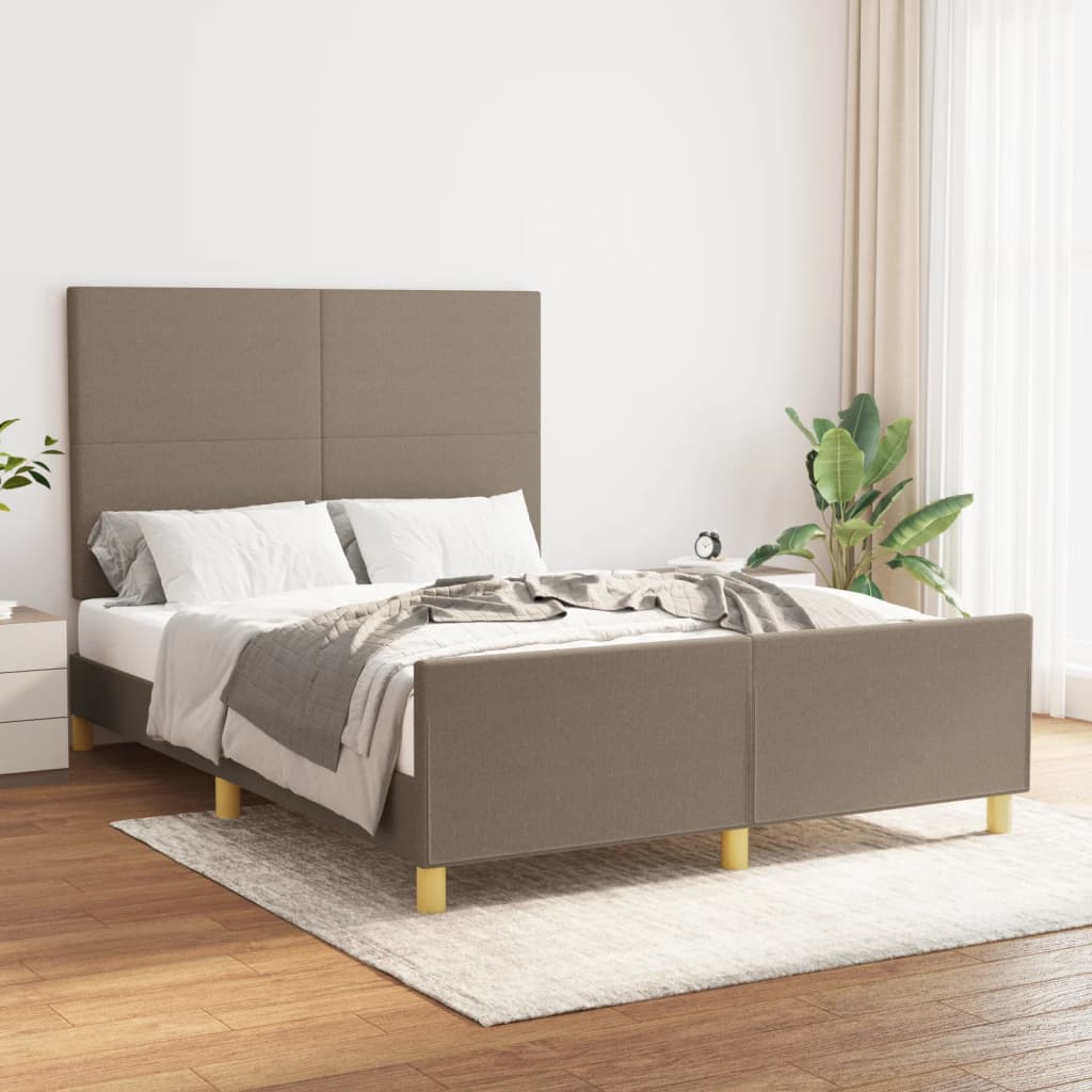 vidaXL Rama łóżka bez materaca, taupe, 140x190 cm, obita tkaniną