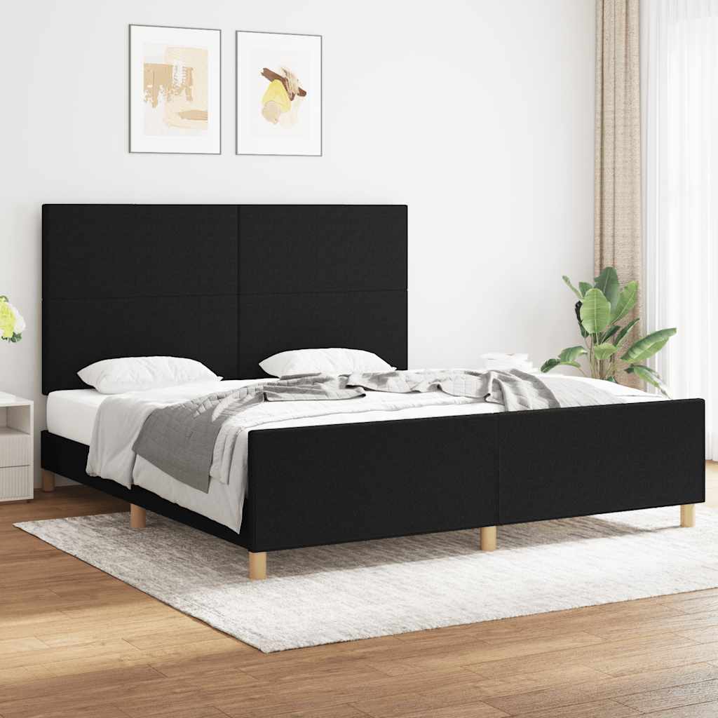 vidaXL Rama łóżka bez materaca, czarna, 180x200 cm, obita tkaniną