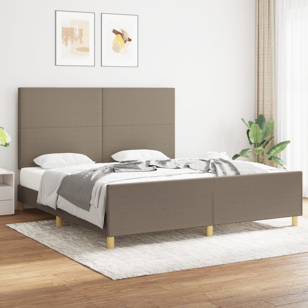 vidaXL Rama łóżka bez materaca, taupe, 180x200 cm, obita tkaniną
