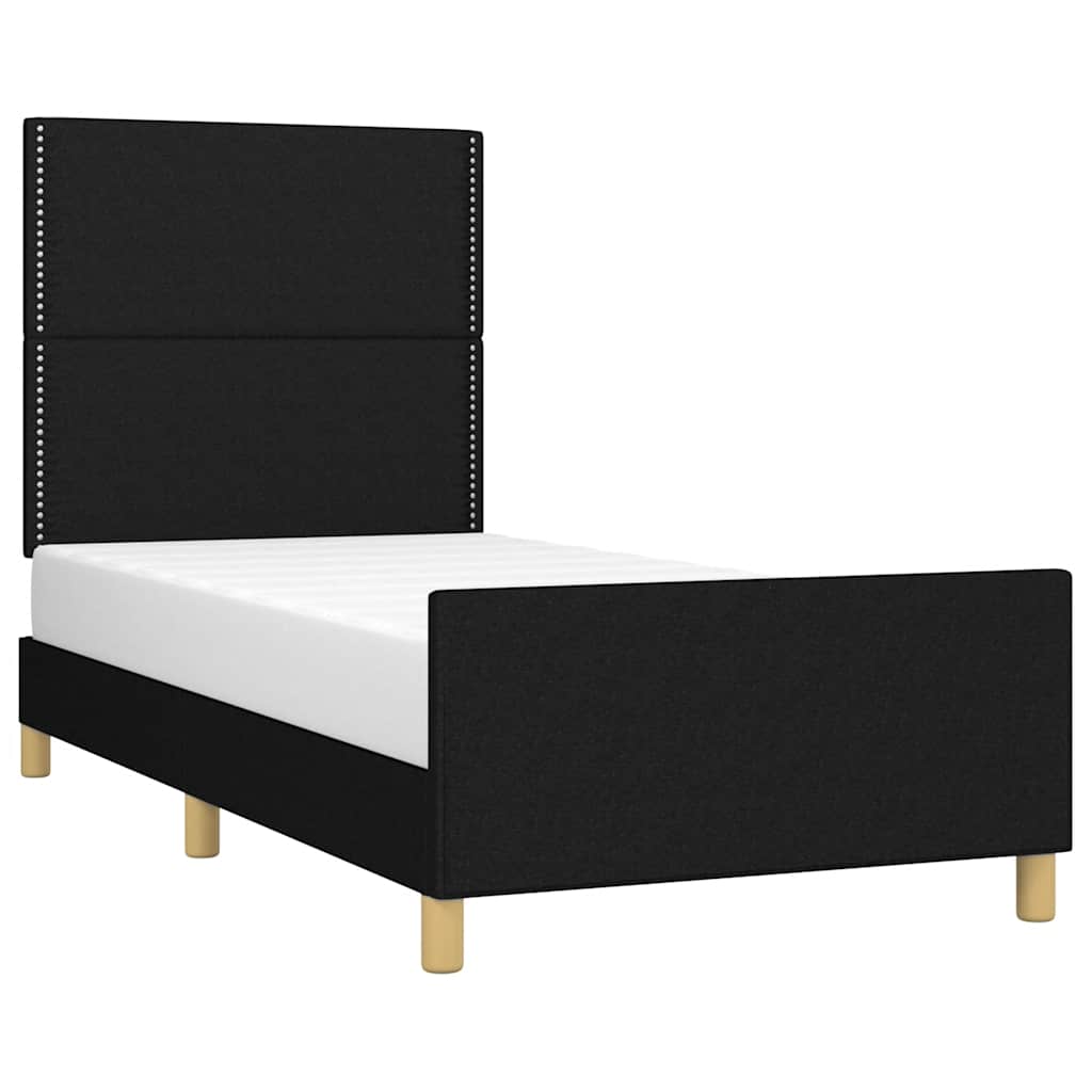 vidaXL Rama łóżka bez materaca Czarna 90x190 cm Tkanina