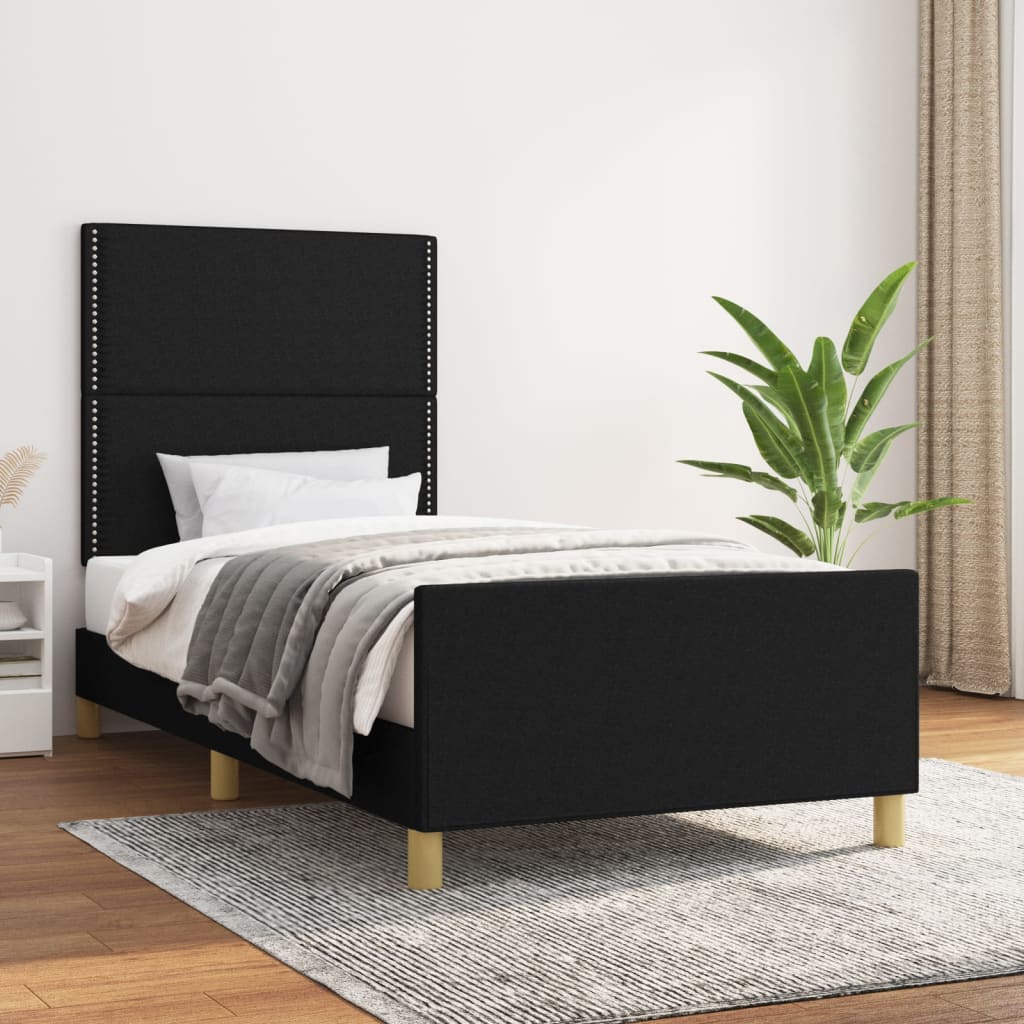 vidaXL Rama łóżka bez materaca Czarna 90x190 cm Tkanina
