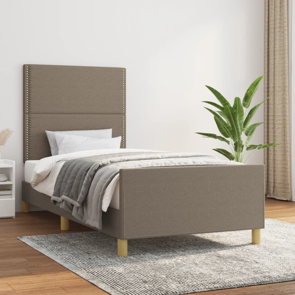 vidaXL Rama łóżka bez materaca Taupe 90x190 cm Tkanina