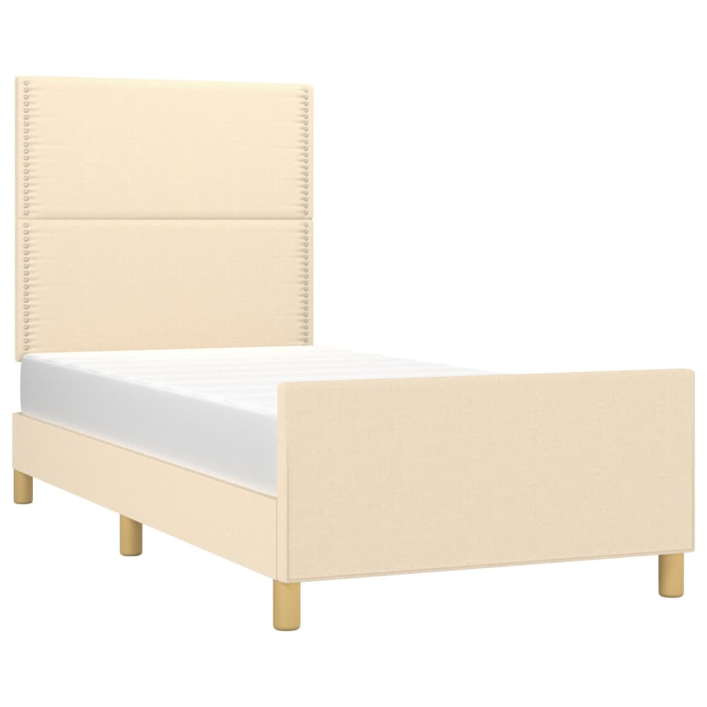 vidaXL Rama łóżka bez materaca Kremowa 90x190 cm Tkanina
