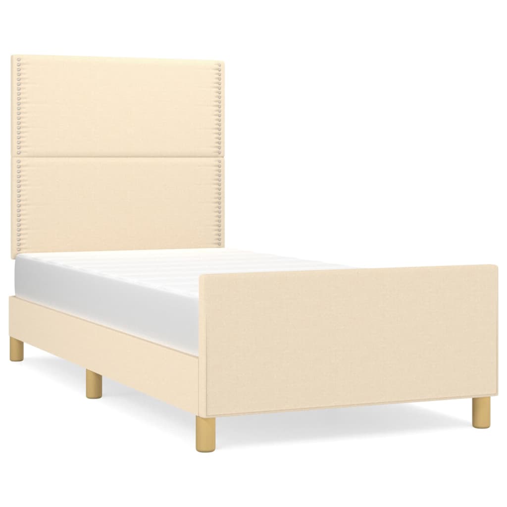 vidaXL Rama łóżka bez materaca Kremowa 90x200 cm Tkanina