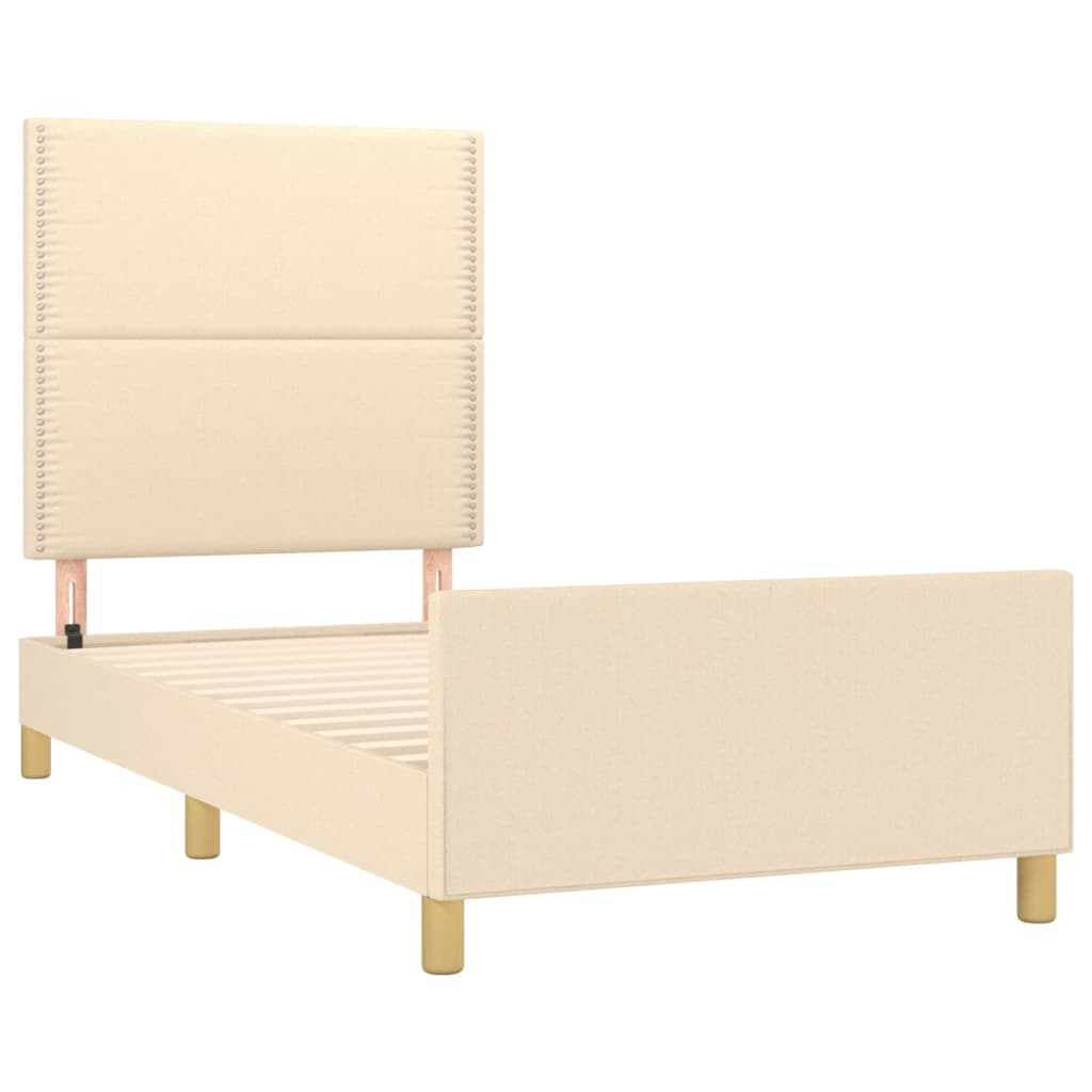 vidaXL Rama łóżka bez materaca Kremowa 90x200 cm Tkanina