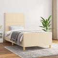 vidaXL Rama łóżka bez materaca Kremowa 90x200 cm Tkanina