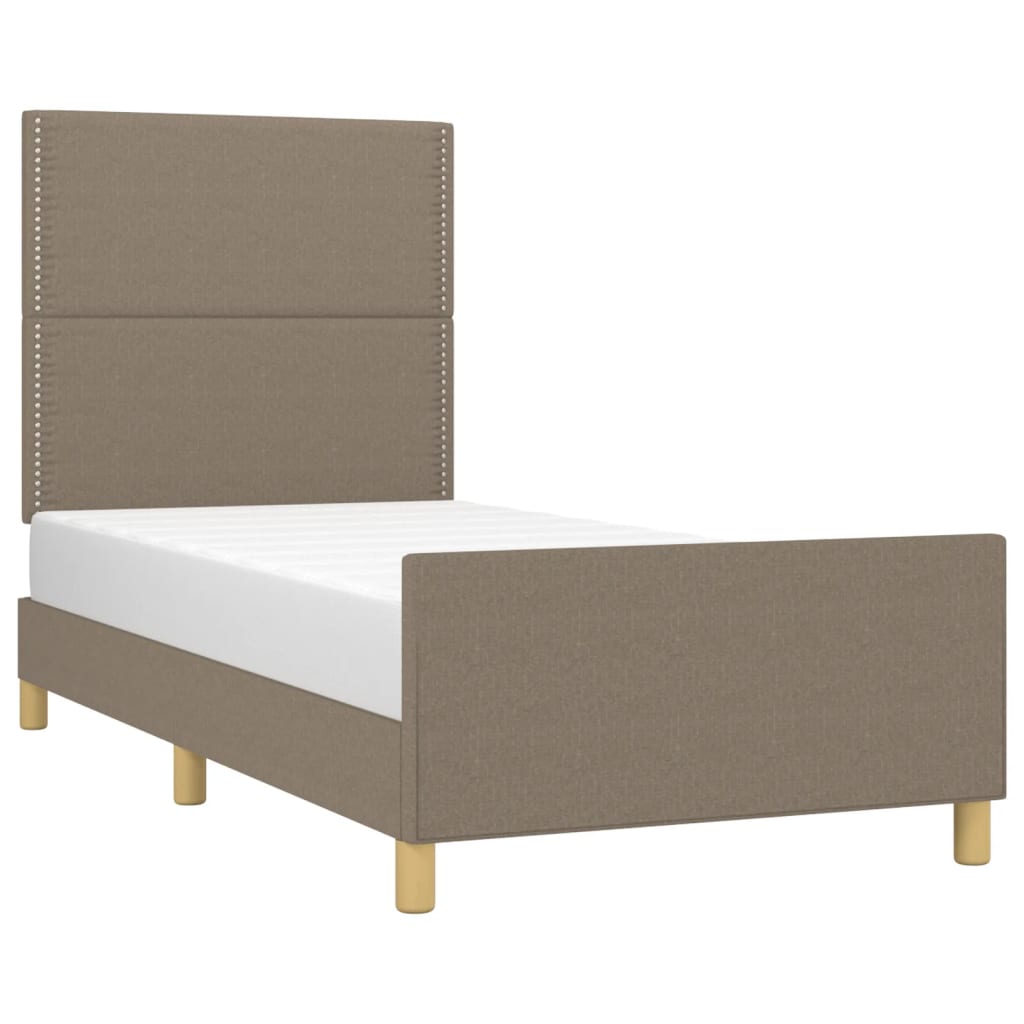 vidaXL Rama łóżka bez materaca, taupe, 100x200 cm, obita tkaniną