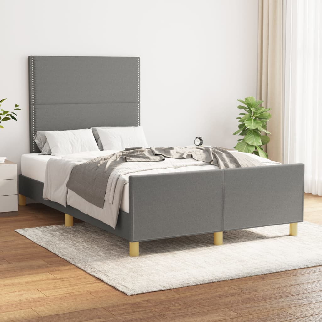 vidaXL Rama łóżka bez materaca, ciemnoszare, 120x200 cm, obita tkaniną